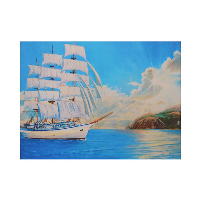 Картина на подрамнике "Парусник у берегов"