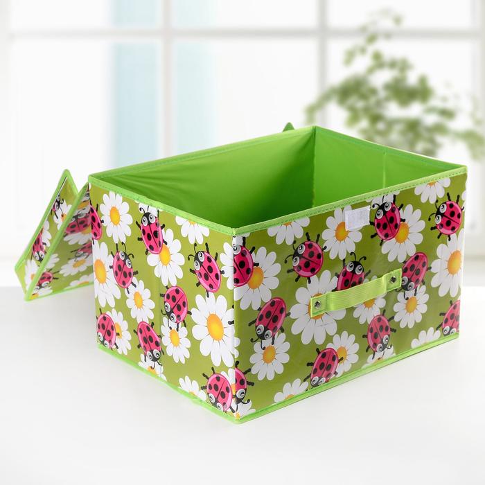 Короб для хранения с крышкой, 40х30х25 см "Божьи коровки"