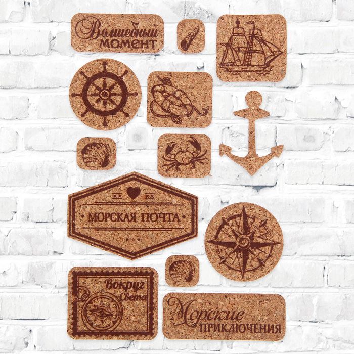 Наклейки пробковые "Вокруг света",12х 20,5 см