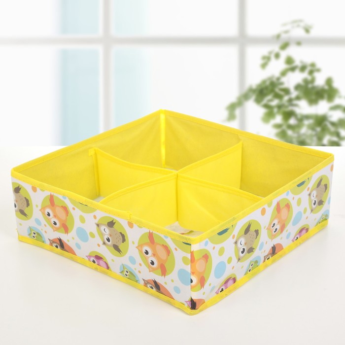 Органайзер для белья 4 отделения, 29х29х10 см "Совы"