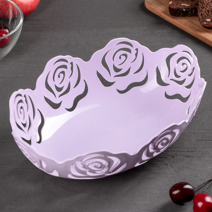 Ваза для хлеба и фруктов "Розы" овальная 26х20х8 см цвета МИКС