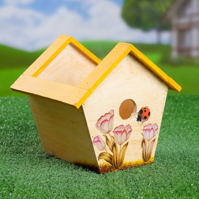 Кашпо "Скворечник" жёлтая крыша