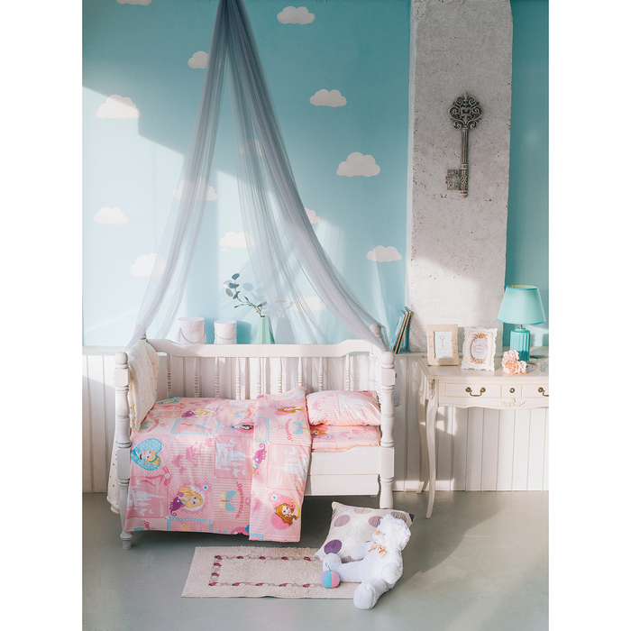 Постельное бельё "Принцессы", 112 х 147 см, 100 х 150 см, 40 х 60 см - 1 шт, 100% хлопок, поплин, 125 г/м2