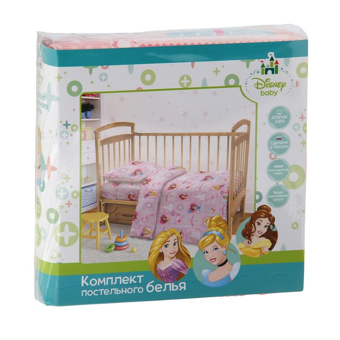 Постельное бельё "Принцессы", 112 х 147 см, 100 х 150 см, 40 х 60 см - 1 шт, 100% хлопок, поплин, 125 г/м2