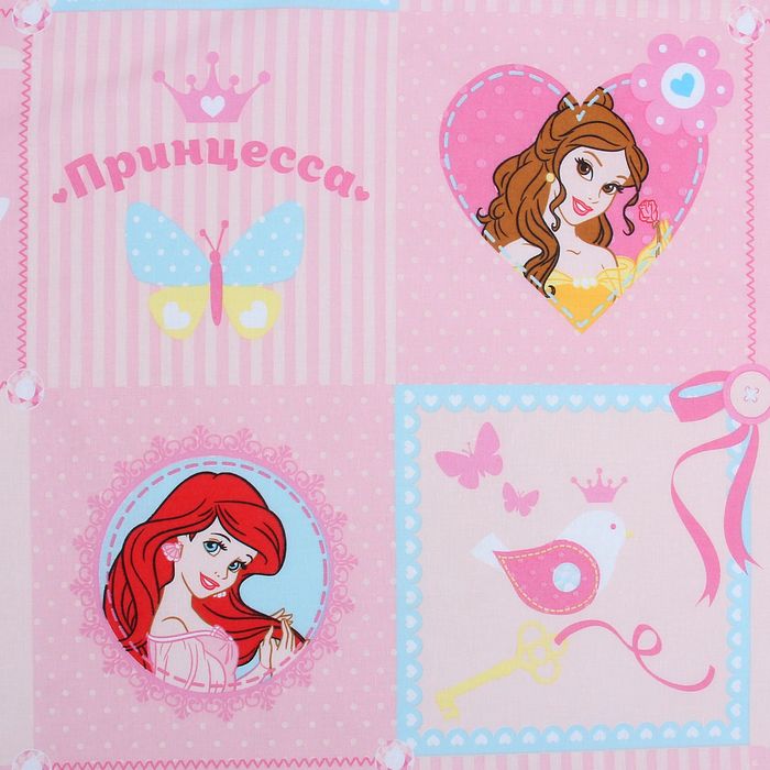 Постельное бельё "Принцессы", 112 х 147 см, 100 х 150 см, 40 х 60 см - 1 шт, 100% хлопок, поплин, 125 г/м2