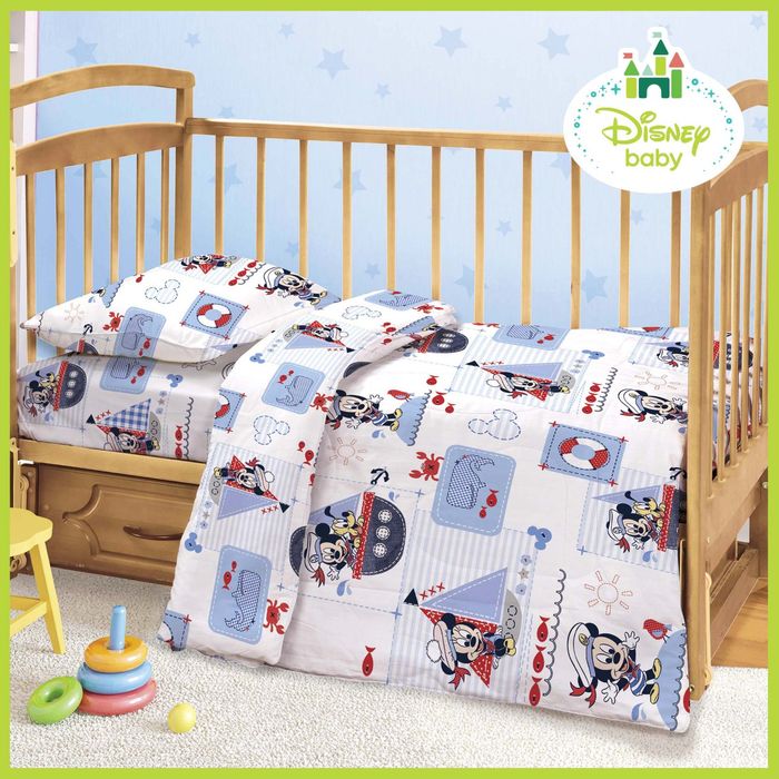 Постельное бельё "Микки", 112 х 147 см, 100 х 150 см, 40 х 60 см - 1 шт, 100% хлопок, поплин, 125 г/м2, Микки Маус и друзья