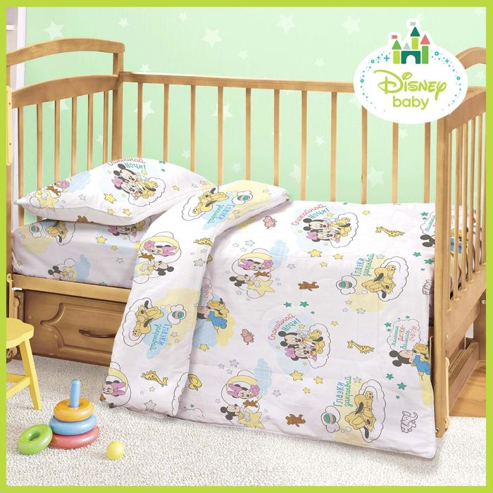 Постельное бельё "Сладких снов", 112 х 147 см, 100 х 150 см, 40 х 60 см - 1 шт, 100% хлопок, поплин, 125 г/м2, Микки Маус и друзья