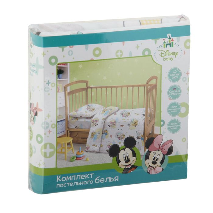Постельное бельё "Сладких снов", 112 х 147 см, 100 х 150 см, 40 х 60 см - 1 шт, 100% хлопок, поплин, 125 г/м2, Микки Маус и друзья