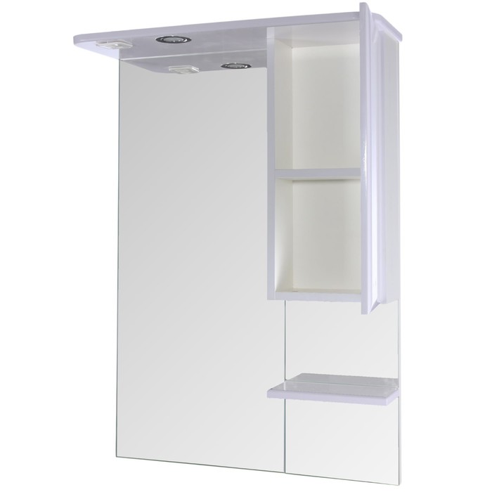 Зеркало "Тура", с закрытым шкафчиком и полкой, 650 х 234 х 900 мм, со светильником