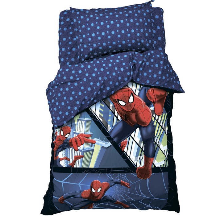 Постельное бельё "Человек-Паук" 1,5 сп., размер 143х215 см, 150х214 см, 50х70 см -1 шт., 100% хлопок, поплин 125 г/м2