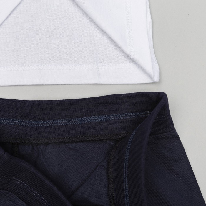 Комплект для мальчика (футболка+шорты), рост 122 см (7 лет), цвет тёмно-синий/белый Н463