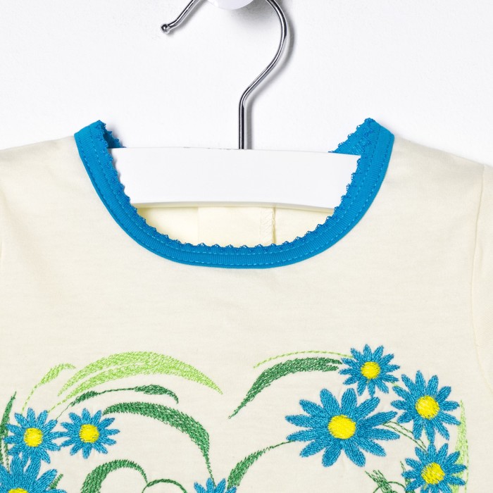 Комплект для девочки (блузка+бриджи), рост 86 см (18 мес), цвет бирюза/экрю Л199_М