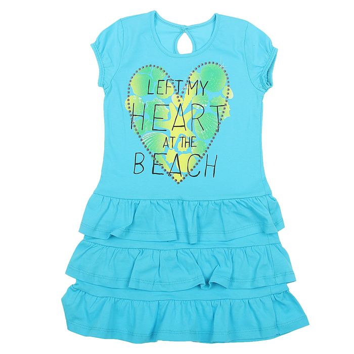 Платье с коротким рукавом для девочки, рост 104 см (4 года), цвет бирюза Л203