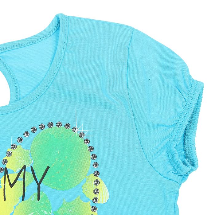 Платье с коротким рукавом для девочки, рост 104 см (4 года), цвет бирюза Л203