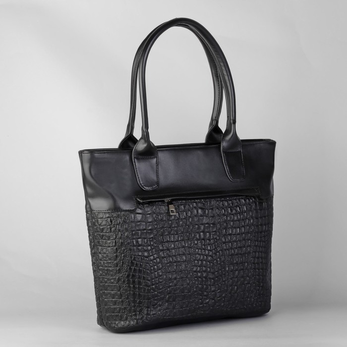 Сумка женская на молнии, 1 отдел, 2 наружных кармана, чёрная