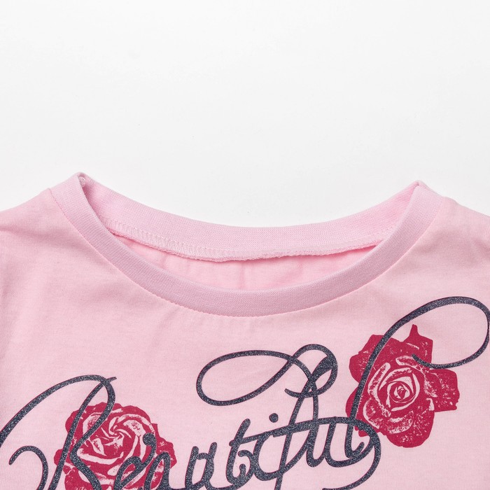 Комплект для девочки (туника+бриджи), рост 122 см (7 лет), цвет тёмно-синий/светло-розовый Л475