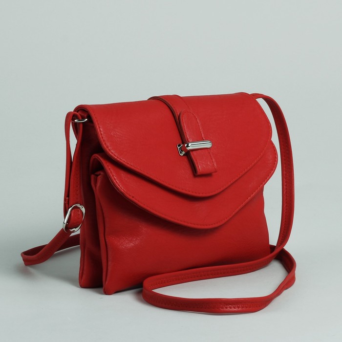 Сумка женская на молнии, 2 отдела, красная