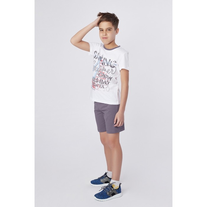 Комплект для мальчика (футболка+шорты), рост 140 см (10 лет), цвет тёмно-серый/белый Н463
