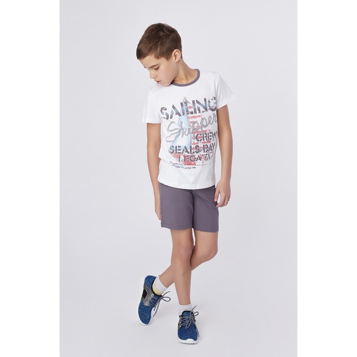 Комплект для мальчика (футболка+шорты), рост 134 см (9 лет), цвет тёмно-серый/белый Н463