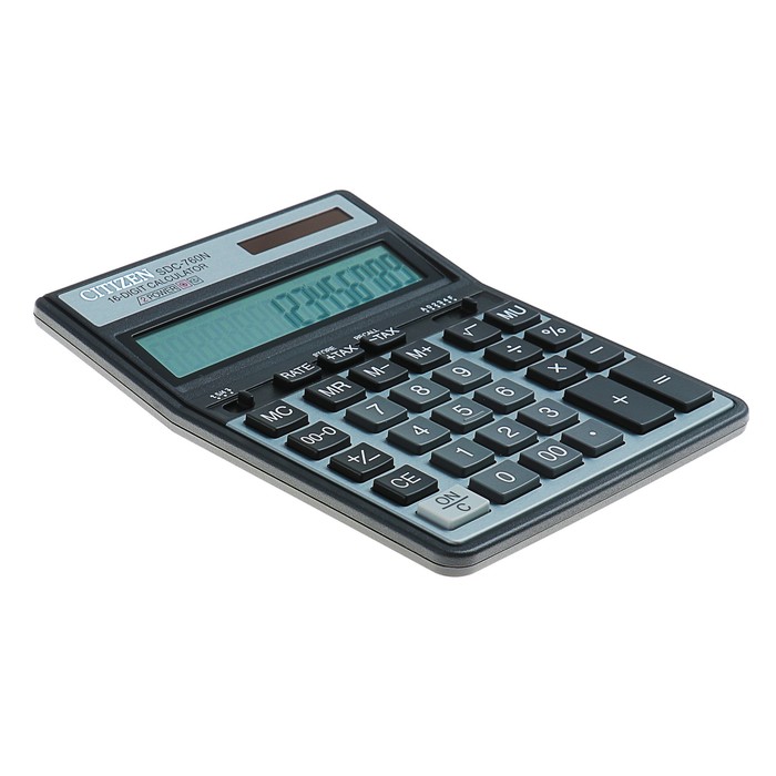 Калькулятор настольный 16-разрядный SDC-760N, 158*204*31мм, двойное питание, черный