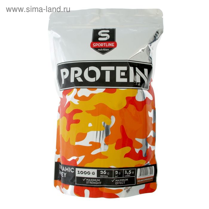 Протеин SportLine Dynamic Whey Protein, двойной шоколад, спортивное питание, 1000 г
