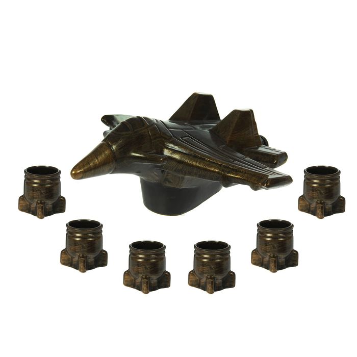 Штоф с рюмками "Самолет" 7 предметов, 0,7 л, чёрный