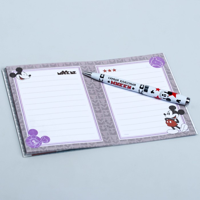 Набор подарочный с блокнотом-открыткой и ручкой "Счастливых дней и отличных идей", Микки Маус и друзья