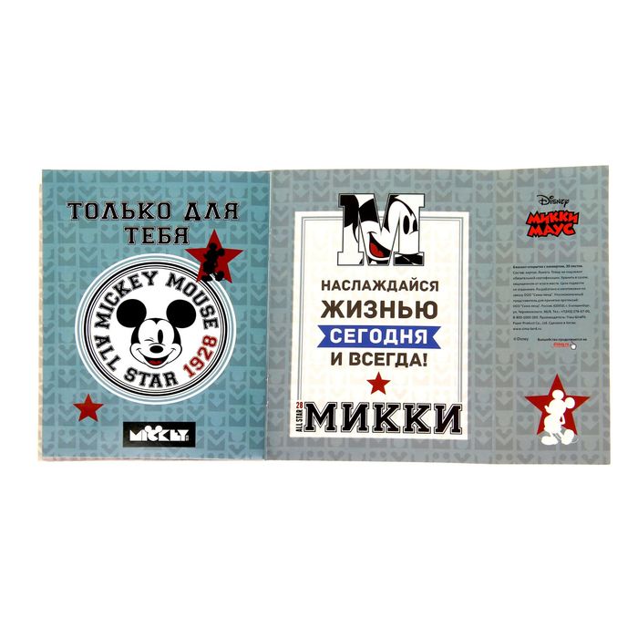 Набор подарочный с блокнотом-открыткой и ручкой "Счастливых дней и отличных идей", Микки Маус и друзья