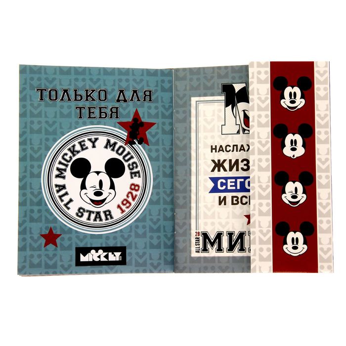 Набор подарочный с блокнотом-открыткой и ручкой "Счастливых дней и отличных идей", Микки Маус и друзья