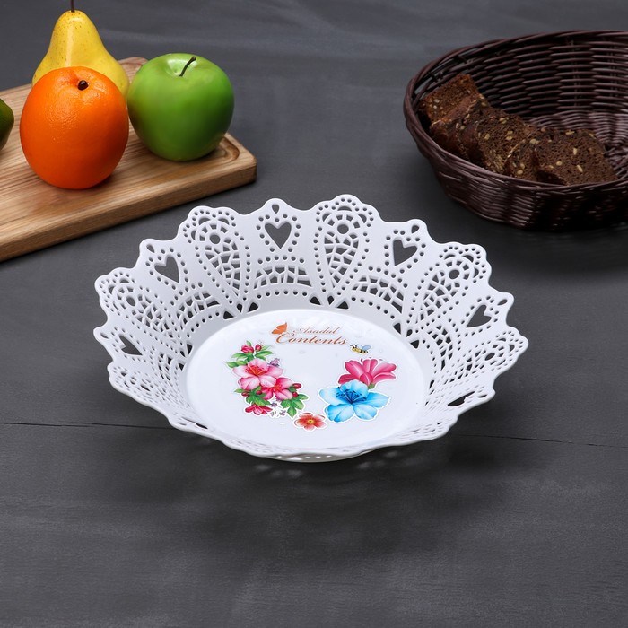 Блюдо для фруктов 28 см "Кружево", рисунок МИКС