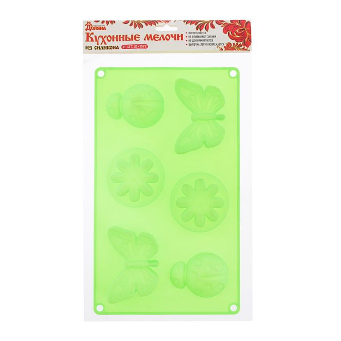 Форма для выпечки, 6 ячеек, 26,5х17х3,5 см "Пыльца", цвета МИКС