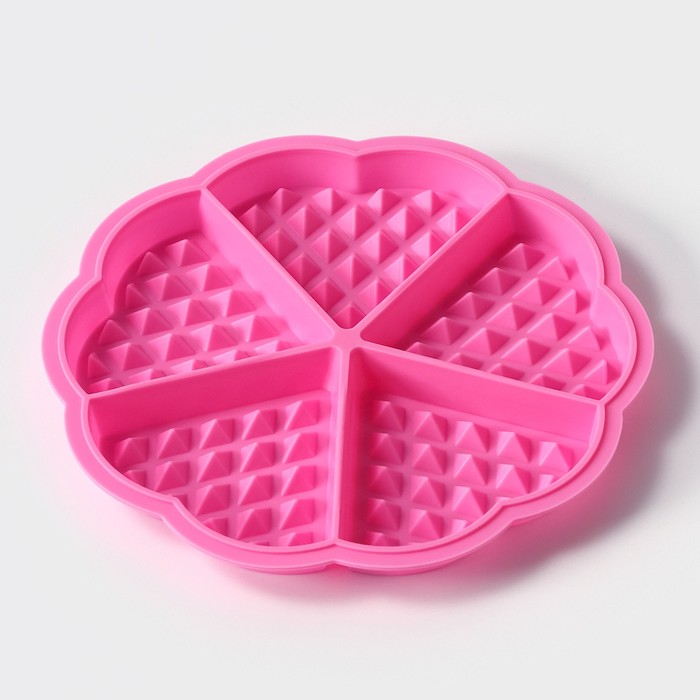 Форма для выпечки, 5 ячеек, 18х1,5 см "Вафля. Сердце", цвета МИКС