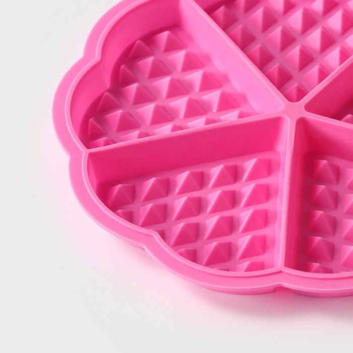 Форма для выпечки, 5 ячеек, 18х1,5 см "Вафля. Сердце", цвета МИКС