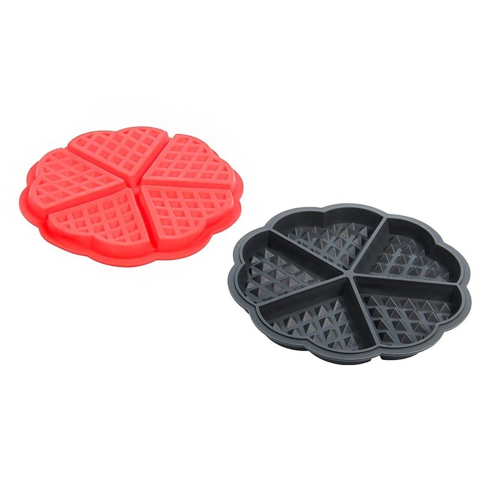 Форма для выпечки, 5 ячеек, 18х1,5 см "Вафля. Сердце", цвета МИКС