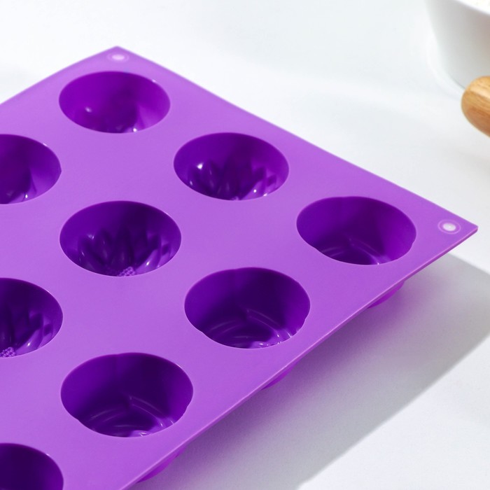 Форма для выпечки "Незабудка, подсолнух, роза, хризантема", 15 ячеек, цвета МИКС