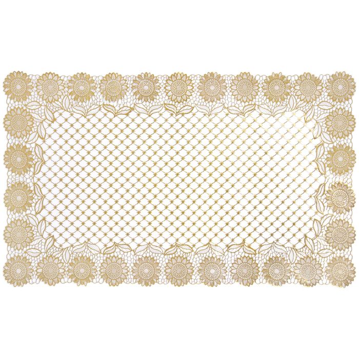 Салфетка ажурная ПВХ 100х60 см "Подсолнухи", цвет золото