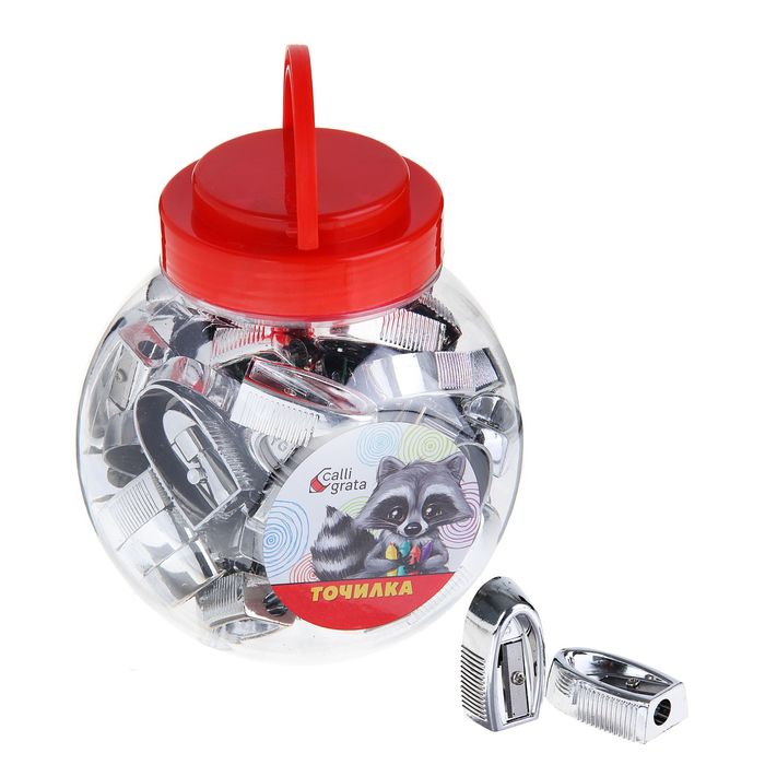 Точилка пластиковая, серебряная