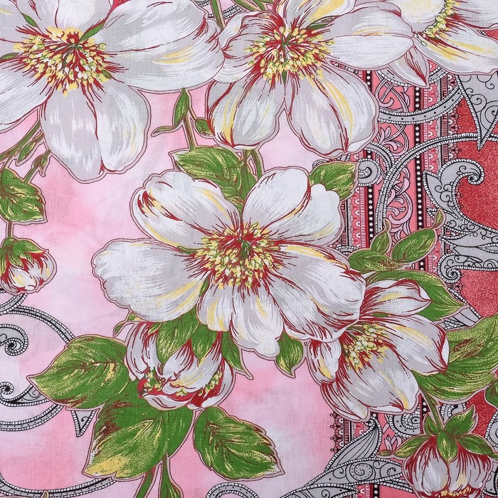 Постельное бельё "Этель" 2 сп., Яблоневый цвет (вид4), размер 175х215 см, 200х220 см, 70х70 см - 2 шт., 100% хлопок, бязь, 125 г/м2