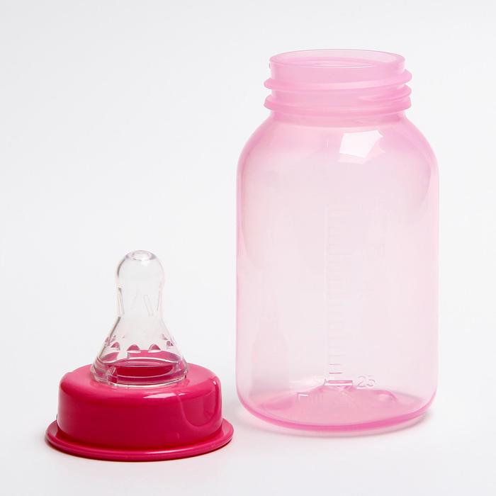 Бутылочка для кормления цветная, 125 мл, от 0 мес., цвета МИКС