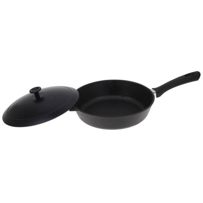 Сковорода 26 см с пластмассовой ручкой и алюминиевой крышкой