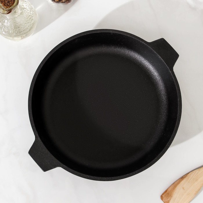 Сковорода 24 см, с двумя ушками и стеклянной крышкой