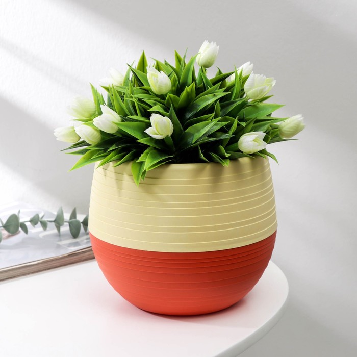 Горшок для цветов 1,2 л "Япония", цвет бежево-коралловый