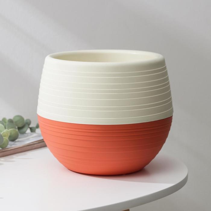 Горшок для цветов 2 л "Япония", цвет бежево-коралловый