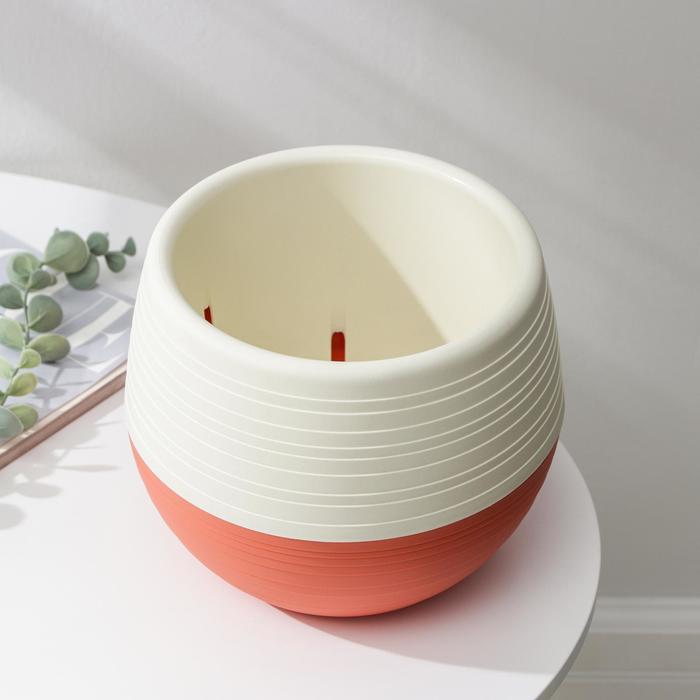 Горшок для цветов 2 л "Япония", цвет бежево-коралловый