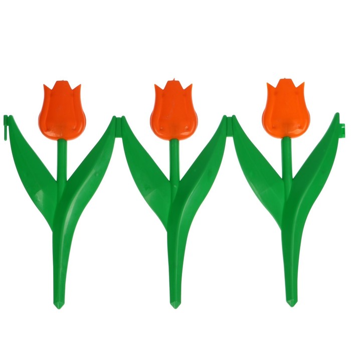 Ограждение декоративное, 30 × 225 см, 5 секций, пластик, оранжевый цветок, «Тюльпан» ограждение садовое пластик тюльпан 225 см х 30 см микс