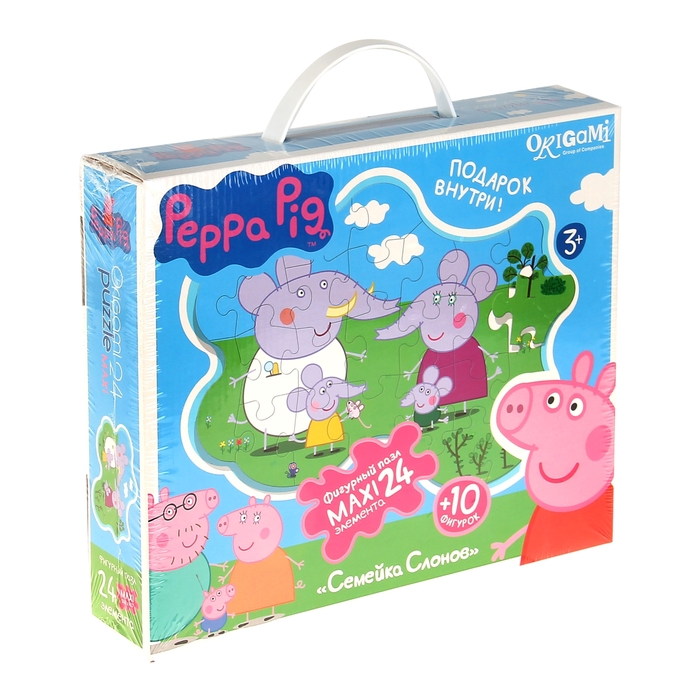 Макси-пазлы «Семья слонов», 24 элемента + 10 фигурок героев с держателями и магнитами