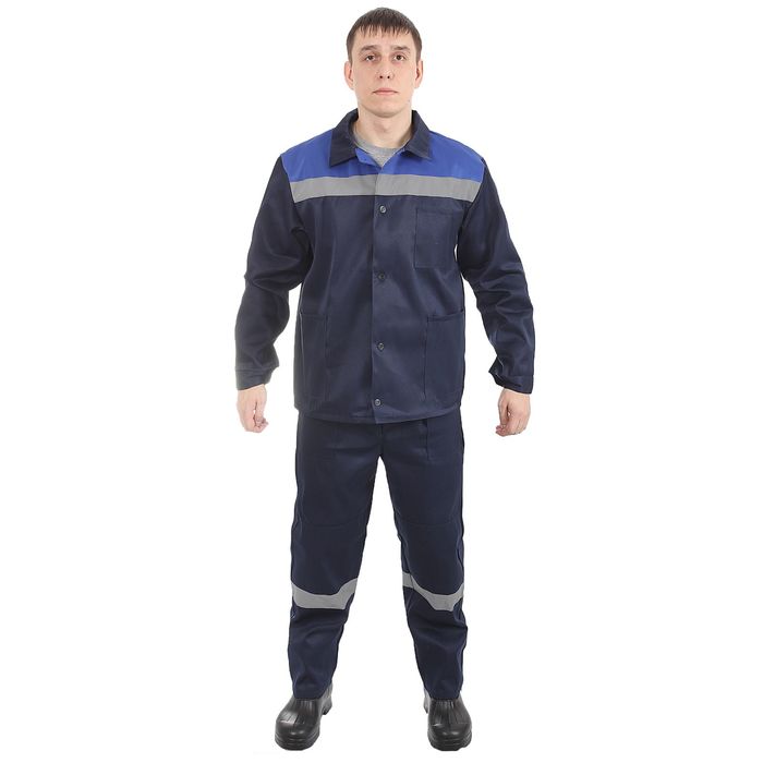 Костюм "Труженик", усиленный, размер 48-50, рост 170-176 см, цвет тёмно-синий/василёк