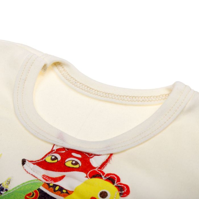 Платье для девочки "Лиса и петух", рост 122 см, цвет синий/бежевый