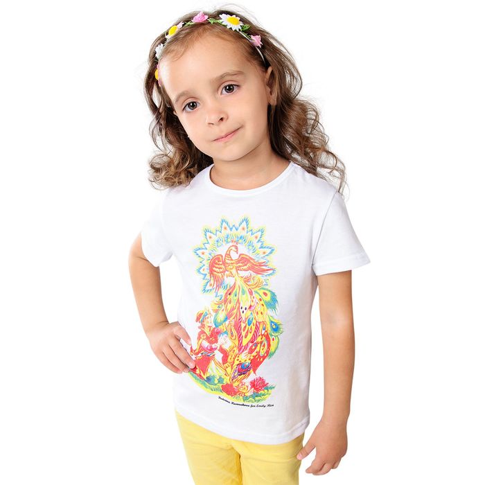 Футболка для девочки "Жар-птица", рост 98 см, цвет белый