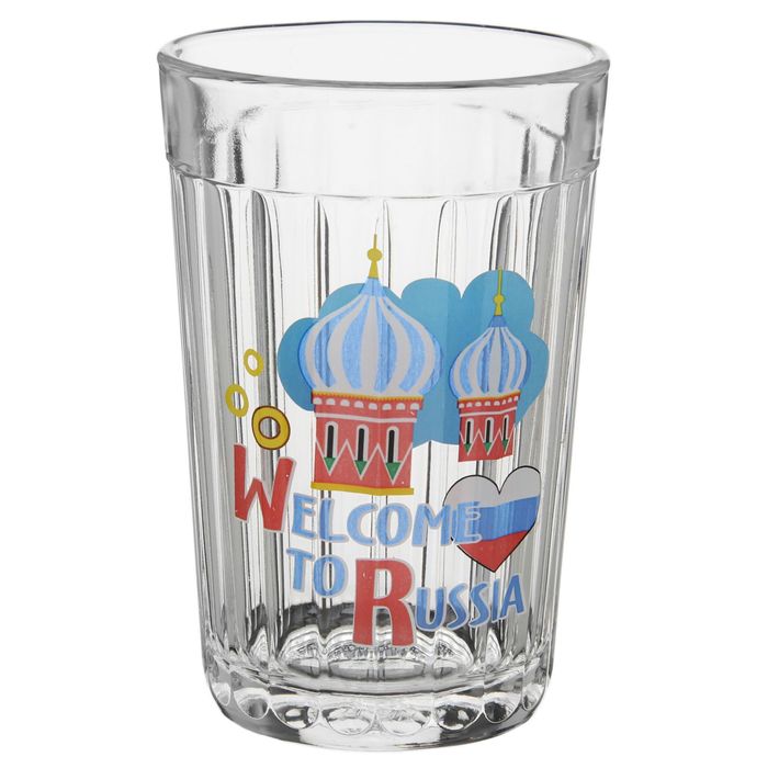 Стакан 250 мл "Вэлкам ту Раша", рисунок МИКС